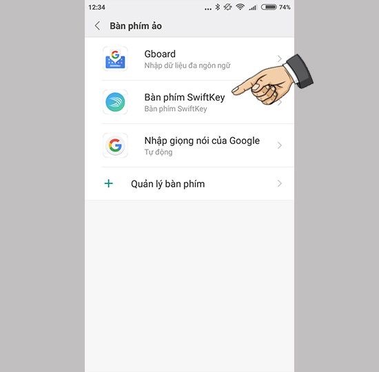Vào cài đặt bàn phím ảo